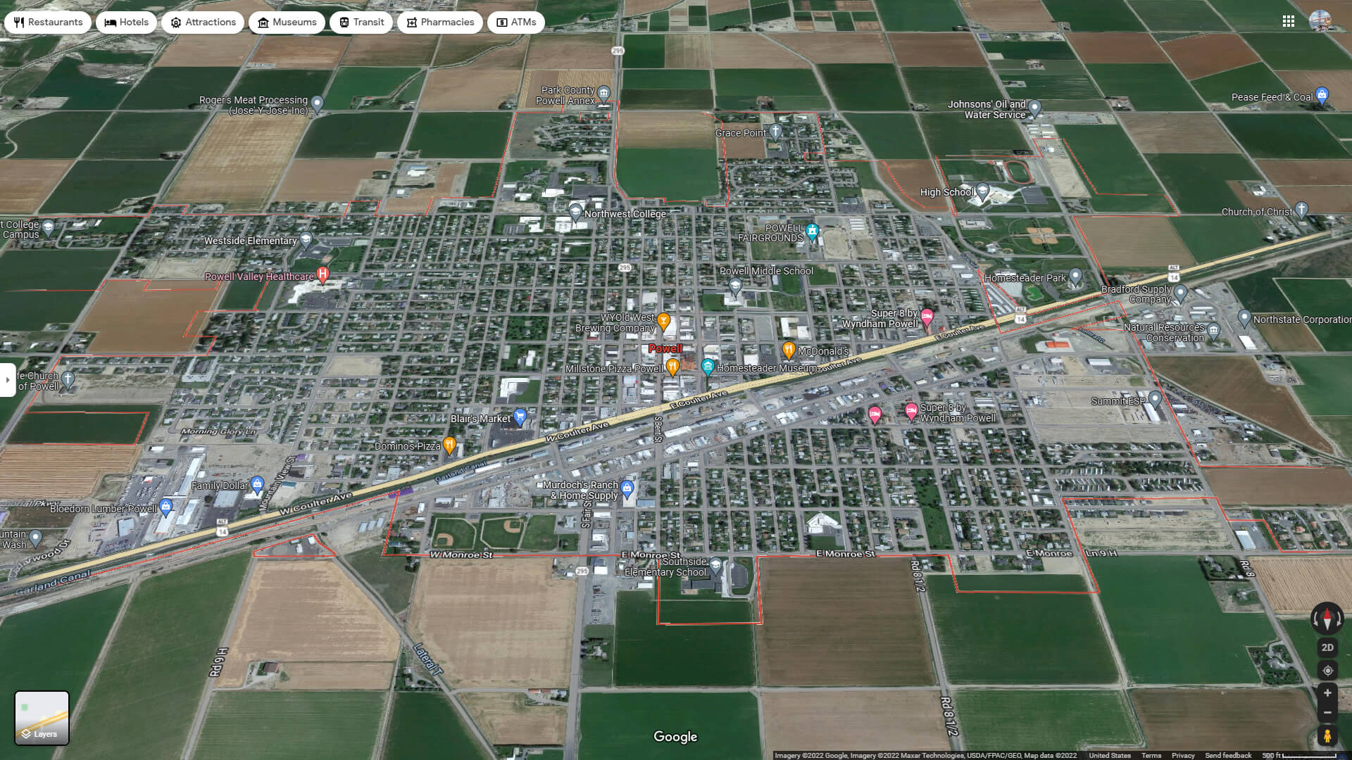 Powell Aerial Map Wyoming